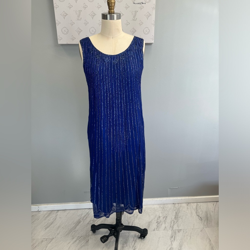 Mirror at Diss Stelphage- blue midi slip dress e107-13
